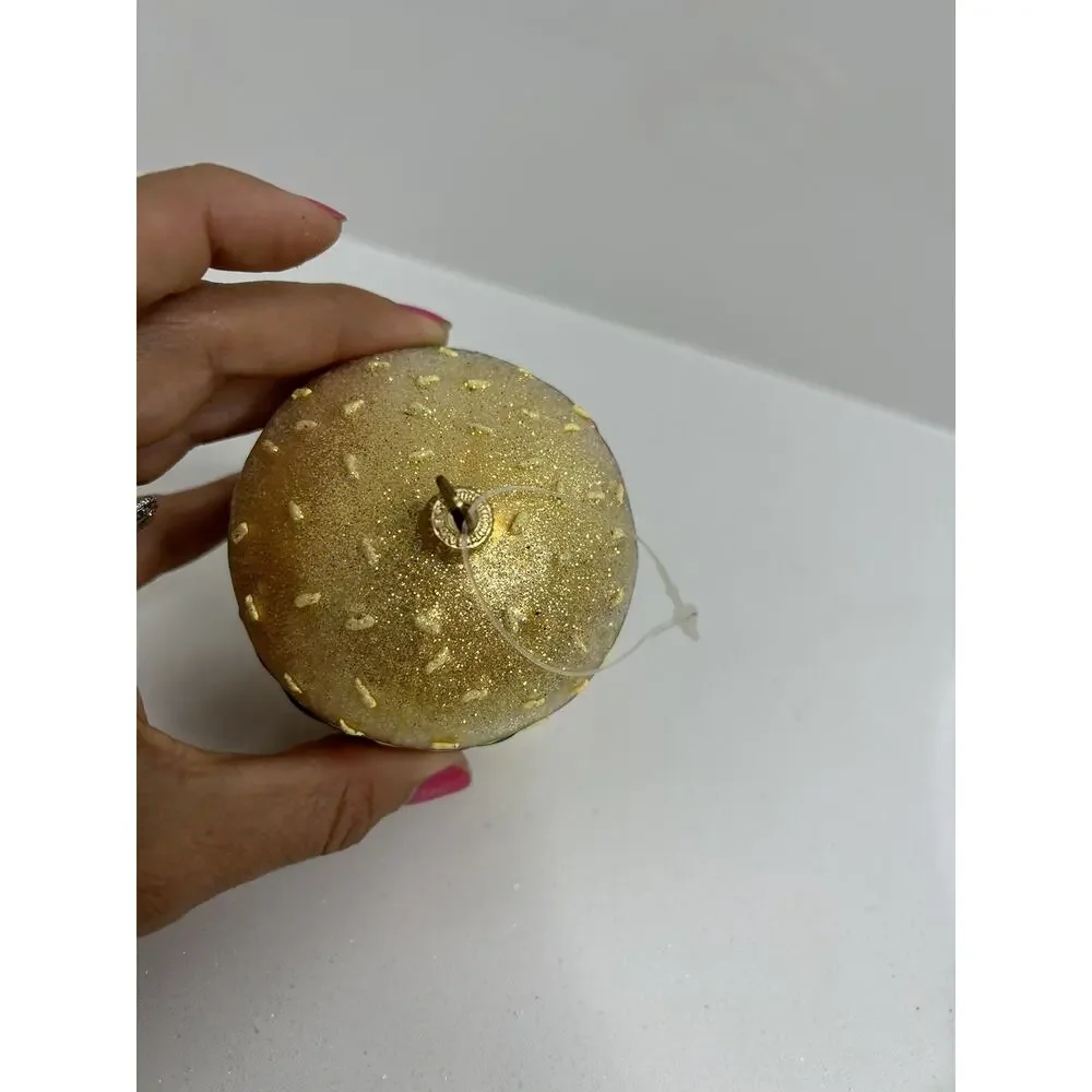 Double Cheeseburger Glass Hand Blown Christmas Ornament Handmade Vintage EUC